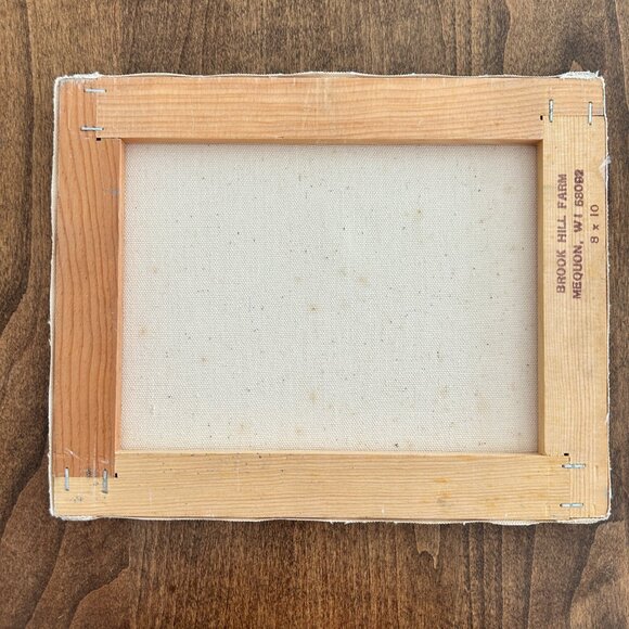 Vtg 1987 Original Ink & Watercolor Canvas Red Barn Cow Unframed Artist Signed - Picture 7 of 11